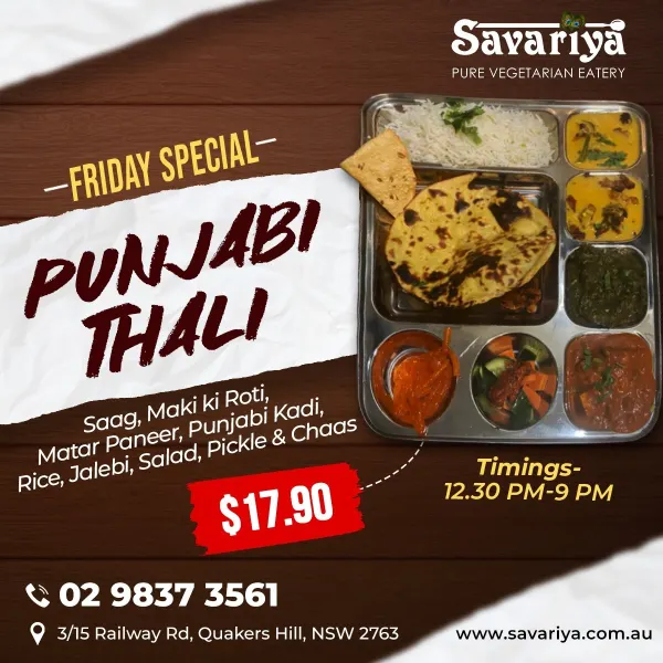 Punjab Da Swad – Friday Punjabi Thali at Savariya (Quakers Hill)