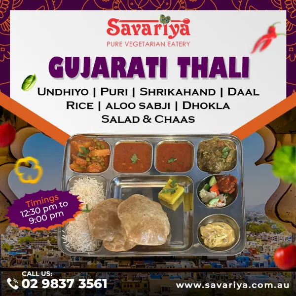 Weekend Gujarati or Kathiawadi meal thali at Savariya Quakers hill