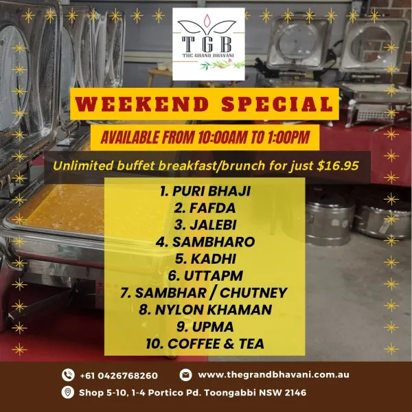 The Grand Bhavani – Weekend Special Unlimited Breakfast & Brunch Buffet 27 - 28 June